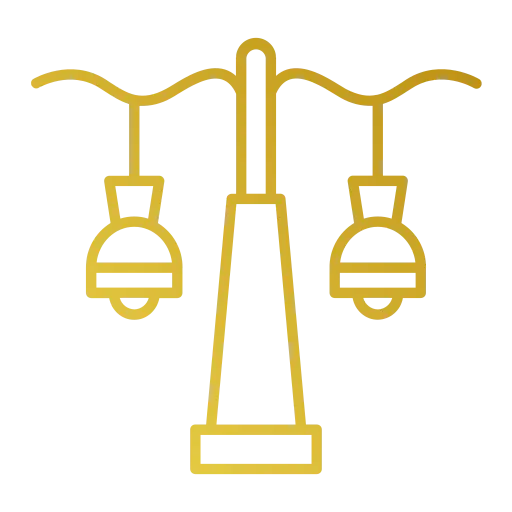 Street lamp icon with two hanging lights